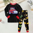 thumbnail image 2 of TOWED22 2Pcs Toddler Boy Girl Clothes Long Sleeve Printed Crewneck Sweatshirt Sweatpants Casual Fall Winter Outfits Set(Red,3-4 Y), 2 of 6