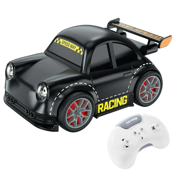Smart RC Drift Car with Dual Mode (Follow/Remote Control), 360° Drift, LED Lights, 2.4GHz Rechargeable Mini Desktop RC Car Gift for Kids Adults(Black)