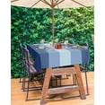 thumbnail image 3 of Navy Blue Stripes Outdoor Tablecloths with Umbrella Hole and Zipper, Waterproof/Stain Resistant Rectangle Table Cloth 60x120 Patio Table Cover for Picnic/Party Gradient Modern Minimalist Geometric, 3 of 6