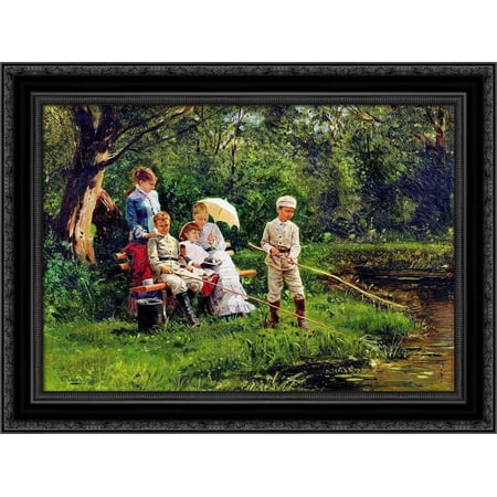 Midday Sun 24x20 Black Ornate Wood Framed Canvas Art by Makovsky, Vladimir