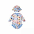 thumbnail image 1 of HUANBAI Long Sleeve Snap Button Swimsuit With Matching Sun Hat For Baby Girls Infant UPF 50+ Rash Guard Swimwear For Pool Beach Water Play 9-12 Month, 1 of 3