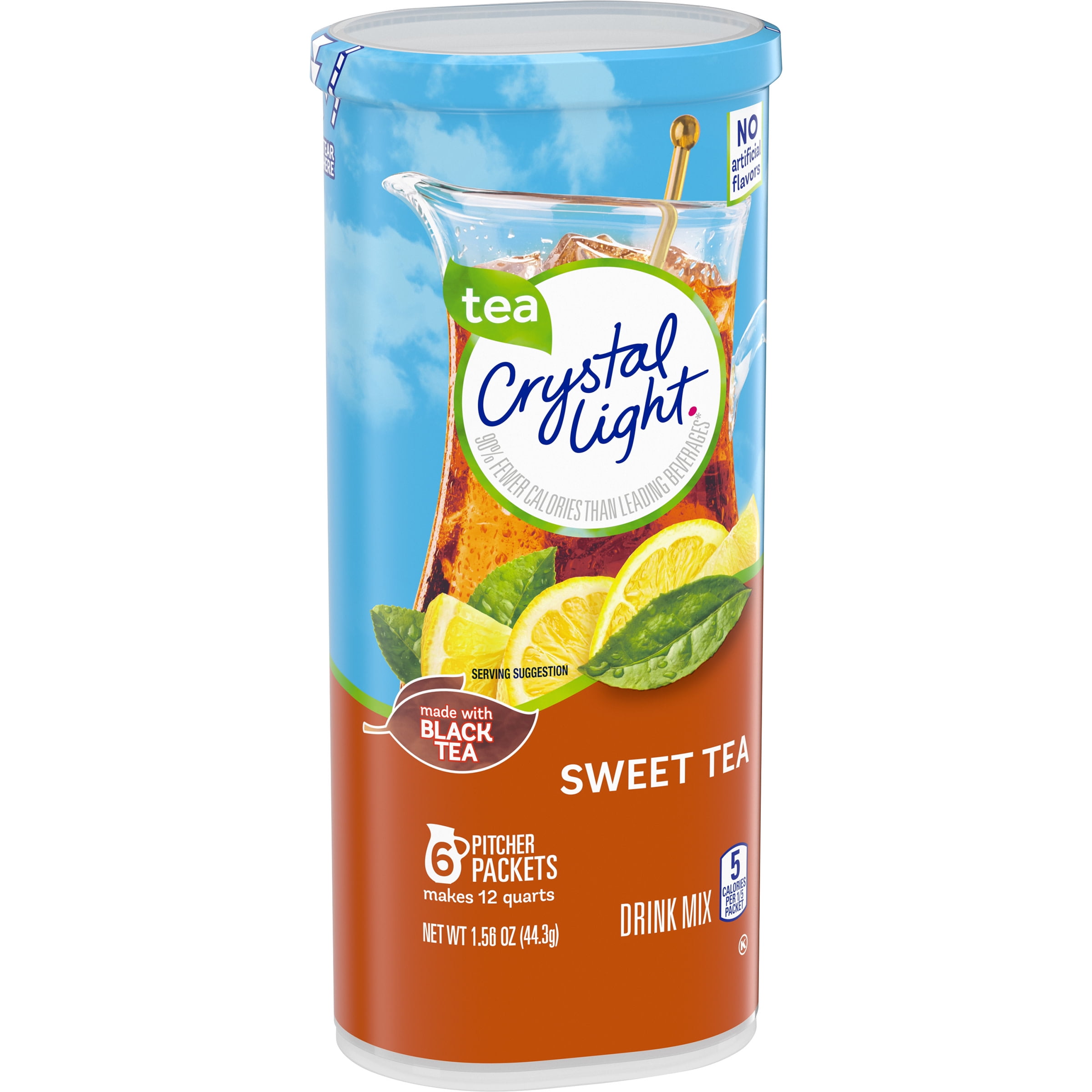 Crystal Light Sweet Tea Powdered Drink Mix, Low Caffeine, 1.56 oz Can