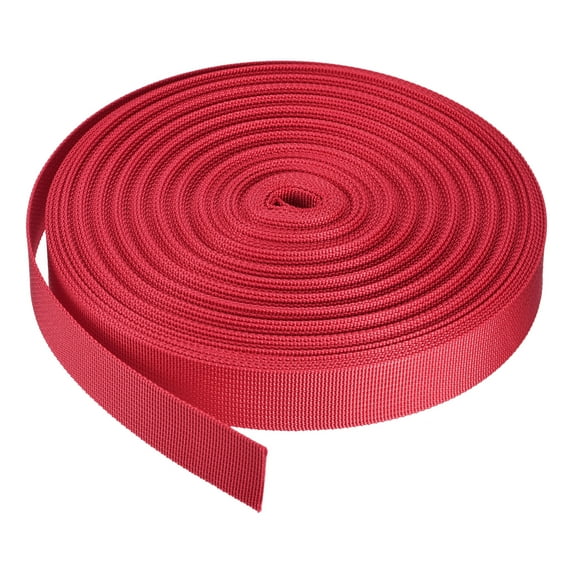 Flat Nylon Webbing Strap 1 Inch 25 Yards Bright Red for Backpack, Luggage-rack