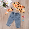 thumbnail image 7 of Franhais Toddler Girls Halloween Clothes Sets, Off Shoulder Tops+Hole Denim Pants+Cute Headband, 7 of 7