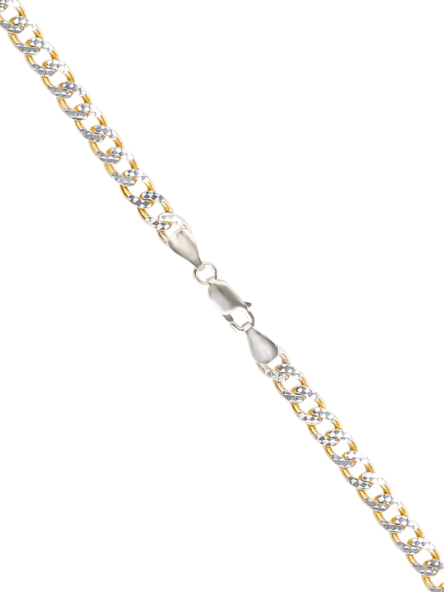 Brilliance Fine Women's Two Tone Sterling Silver Diamond Cut Curb Chain Necklace, 18"