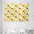 thumbnail image 1 of Apple Tapestry, Diagonal Checkered Pattern with Apples and Slices Retro Country Kitchen Theme, Wall Hanging for Bedroom Living Room Dorm Decor, 80W X 60L Inches, Green Red Yellow, by Ambesonne, 1 of 2