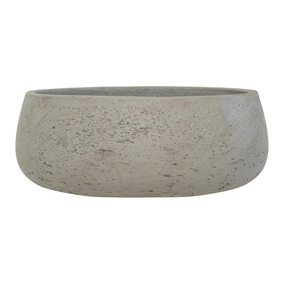Fiberstone Planter Pot 4"H x 9.5" - Modern Indoor Outdoor Plant Pots, Grey Ficonstone Flower Pots for Home & Garden Decor