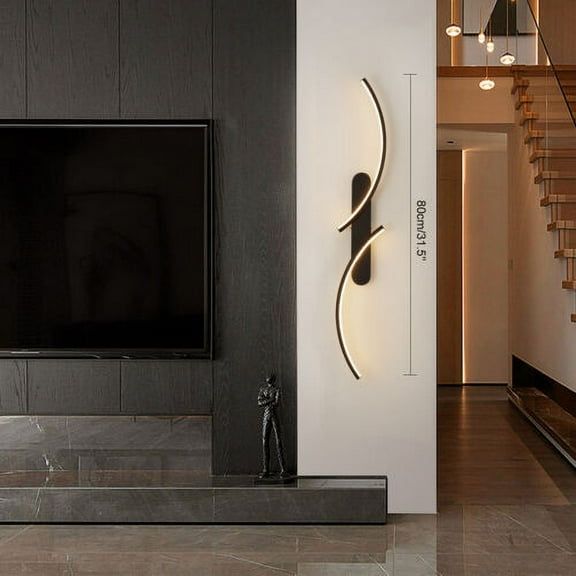 Minimalist LED Wall Light Modern Lighting Warm Light Bedroom Wall Fixture Black