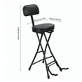 thumbnail image 2 of Folding Guitar Stool with Padded Cushion and Ergonomic Backrest, Heavy-Duty Metal Frame, Built-in Guitar Stand, Portable Musician Chair for Acoustic & Electric Guitars, 2 of 8
