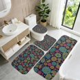 thumbnail image 5 of Paisley and Floral Black Pattern Bathroom Rug Set 4 Piece,Includes Contour,Lid Cover,Bath Mat,Non-Slip Extra Soft Absorbent Washable, 5 of 5