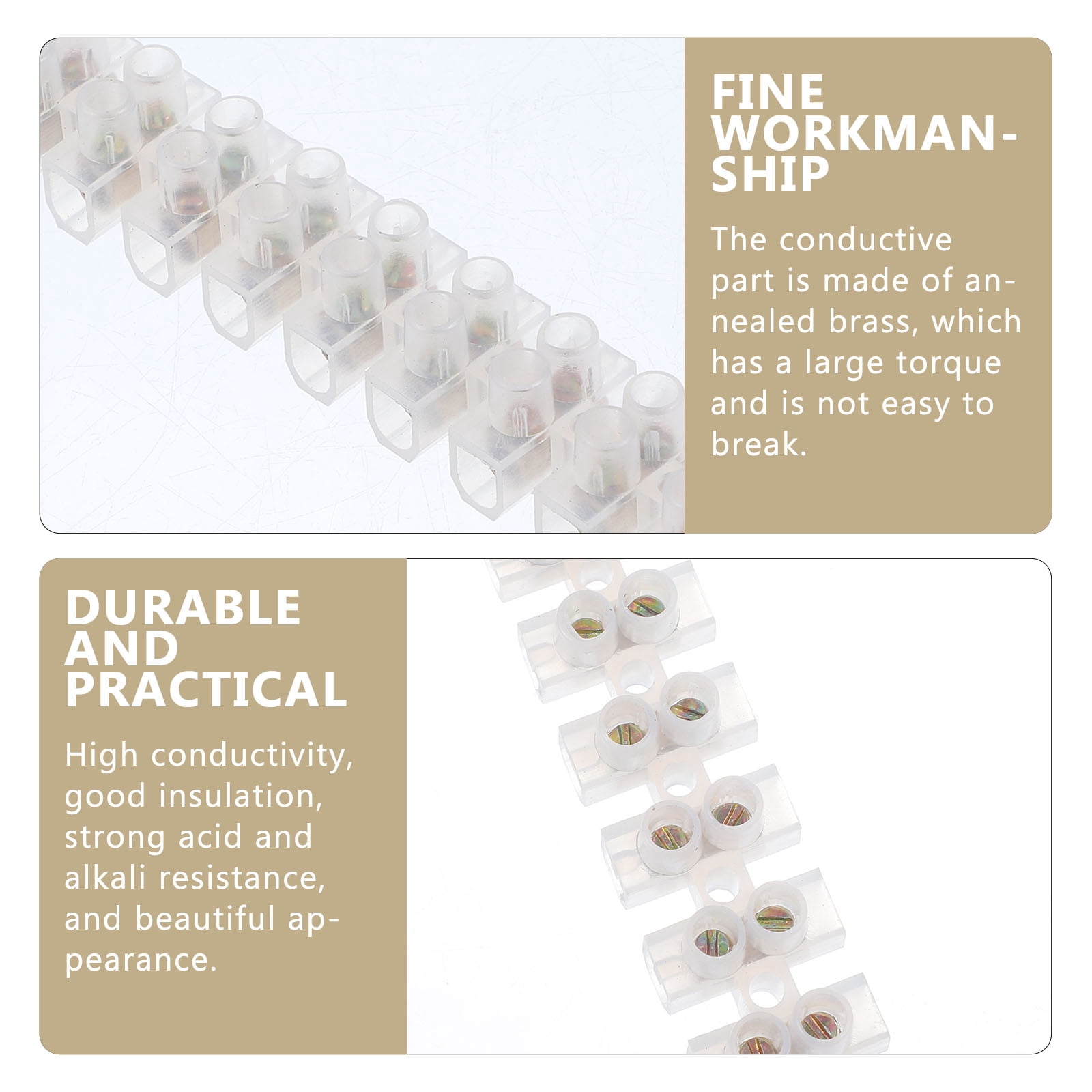 OFFIGAM 10Pcs Terminal Block White Pa Nylon High Conductivity Wire Connector