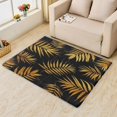 thumbnail image 2 of Washable Rugs 2x3 Palm Leaf Rug & Home Decor - Front Door Mat Indoor Entrance, Tropical Rugs for Entryway, Non Slip Soft Low Pile Small Area Rug, Black and Gold Carpet & Room Decorations X-&587, 2 of 7