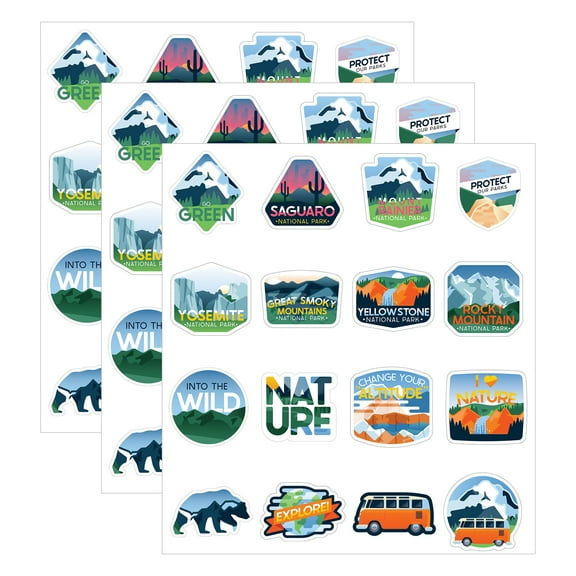 Carson Dellosa Education Adventure Vinyl Stickers, 100 Per Pack, 3 Packs