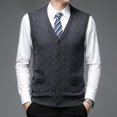thumbnail image 3 of Suéter con patrón de Argyle para hombre, cárdigan de lana sin mangas, informal, con botones y cuello en V, chaleco de punto, 2021, 3 of 5