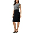 thumbnail image 4 of INSPIRE CHIC Work Dress for Women Tweed Crew Neck Sleeveless Patchwork Office Business Bodycon Sheath Dresses XS Black, 4 of 6