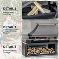 thumbnail image 5 of 39" Fire Pits with Wood Storage for Outside, Large Wood Burning Outdoor Fireplace with Chimney, Mesh Spark Screen & Fire Poker, Idea for Backyard, Patio, Party, Camping, Picnic, 5 of 6