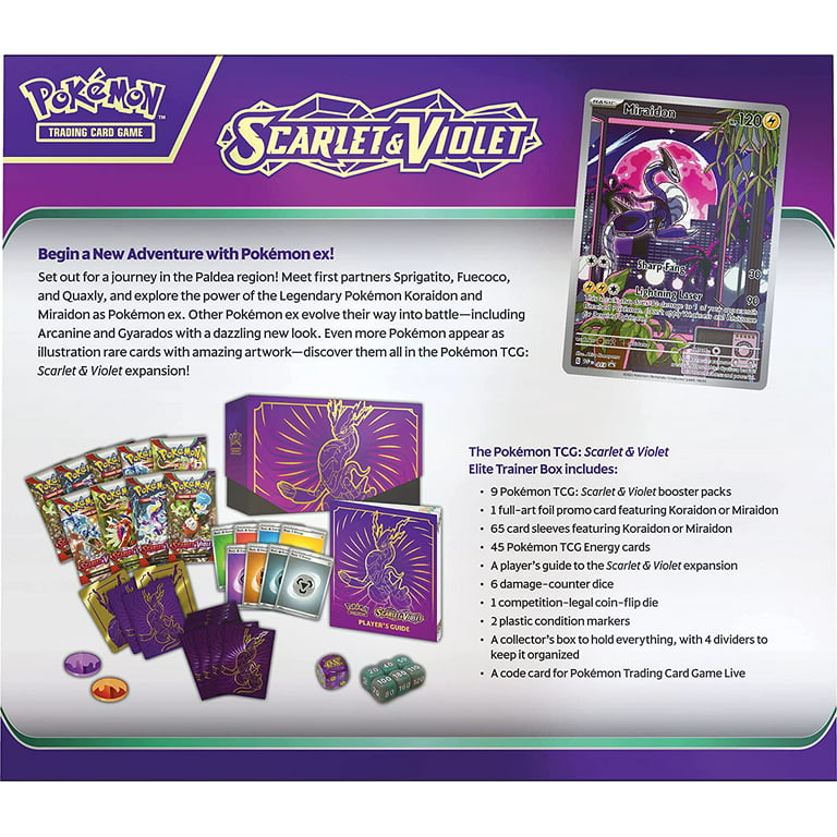 Pokémon TCG: Scarlet and Violet Elite Trainer Box - Miraidon Purple (1 Full Art Promo Card, 9 Boosters and Premium Accessories)