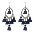 thumbnail image 1 of Pendientes largos con borlas y diseño llamativo, joyería de moda, maxi pendientes de bisutería, color negro, 1 of 5