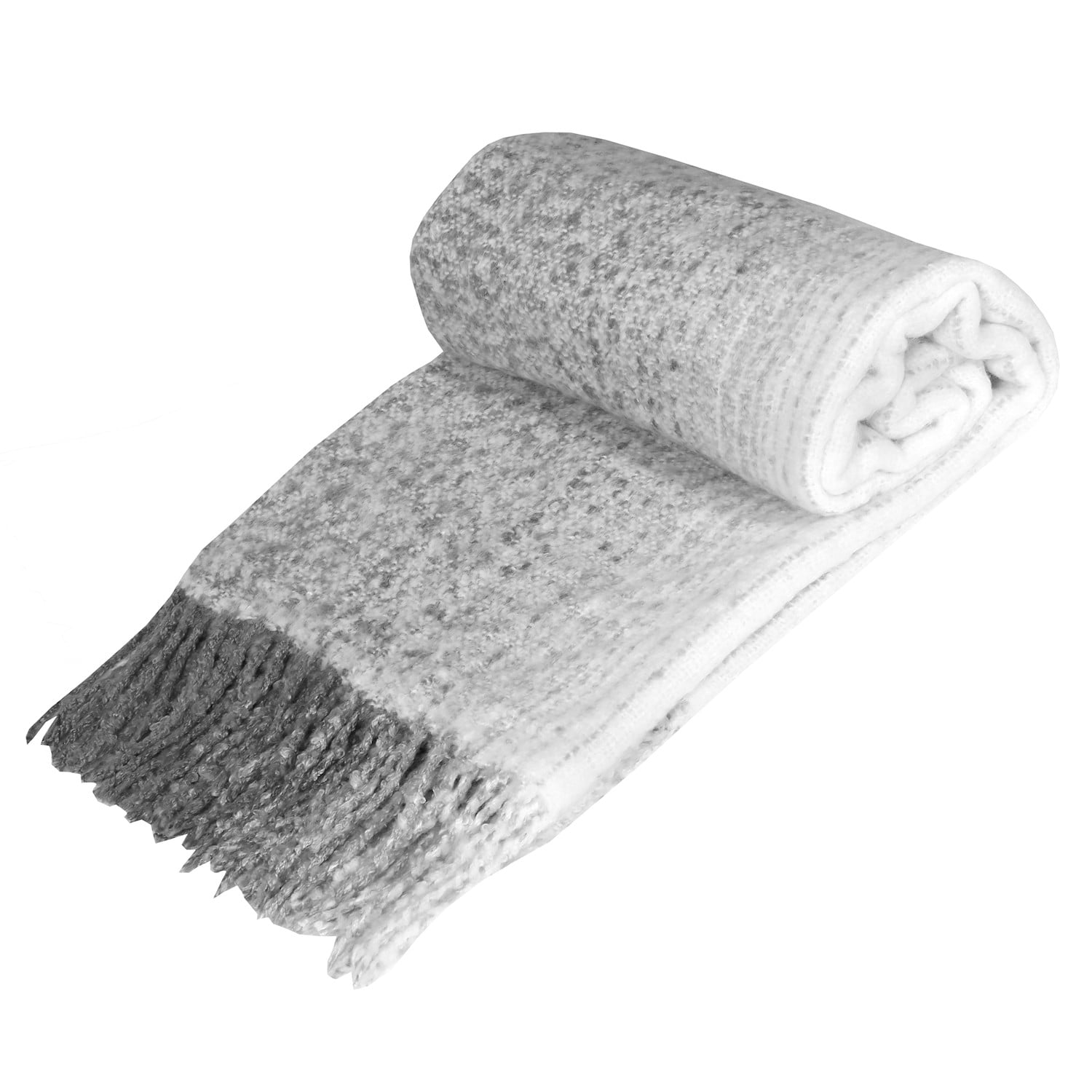 50 x 60 Light Grey Basics Chunky Knitted Fringed Blanket