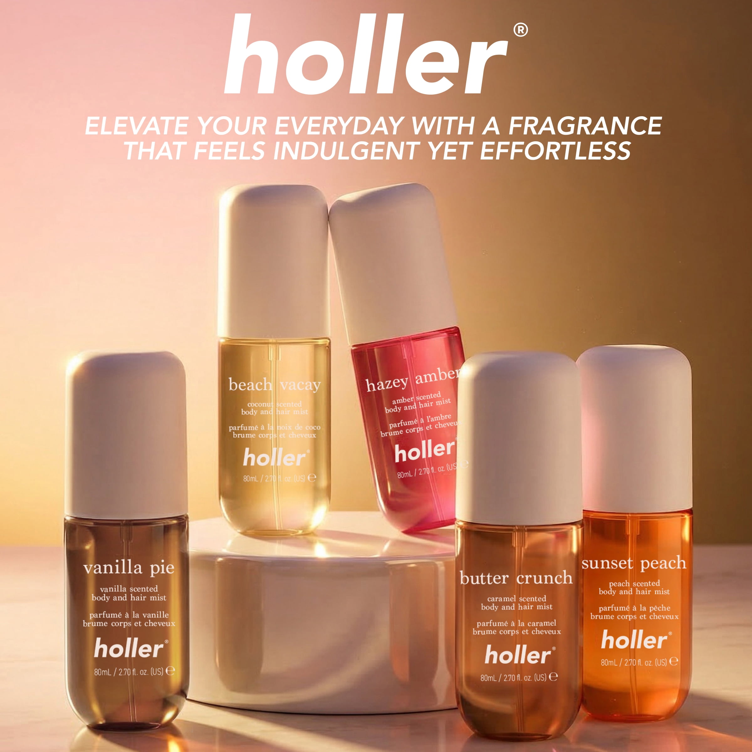 Holler Beach Vacay Body and Hair Fragrance Mist, Coconut Scented, 2.7 fl oz