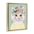 thumbnail image 3 of Stupell Industries Playful White Cat with Flowers Gold Framed Floater Canvas Wall Art design by Mia Charro, 21 x 17, 3 of 9