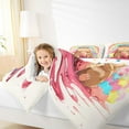 thumbnail image 4 of Feelyou Cute Funny Capibara Queen Comforter Set for Kid, Milk Tea Animal Bedding Sets, Cartoon Watercolor Rainbow Reversible Bedding Comforter Set, Microfiber Bedroom Decor, 3pcs, 4 of 8
