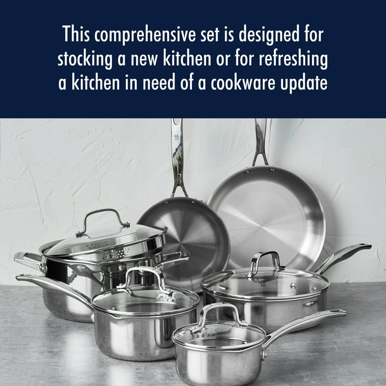17 Pieces Heavy Duty 9-Element Stainless Steel Cookware Set Pots Pans