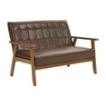 thumbnail image 5 of Mid-Century Modern Solid Loveseat Sofa，Sofa Couch with Thick Removable Seat Cushion，Upholstered Pu Leather Loveseat with brown feet for Living Room,Bedroom,or Small Space，Brown PU, 5 of 7