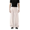 thumbnail image 2 of Men's Straight Fit Trousers Classic Pleated Beach Pants with Belt Loops Dress Wide Leg Pants Khaki 3XL, 2 of 7