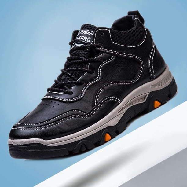 Zapatos de hombre de otoño e invierno, zapatos casuales cálidos de cuero, zapatos casuales opcionales con forro polar de caña alta, zapatos de moda para herramientas para hombres