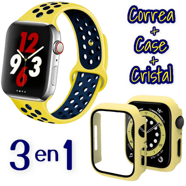 Correas para Apple Watch compatible con 38mm / 40mm + Case protector de pantalla con Cristal Templado. Estilo Sport, ideal para hacer ejercicio. Mamá Pulpo Sport con case