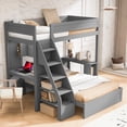 thumbnail image 5 of Harper & Bright Designs Twin XL Over Full L Shaped Bunk Bed with Stairs and 2 Desk & USB Charging Station, Solid Wood Separable L-Shaped Bunk Bed with Storage Shelves, Gray, 5 of 12