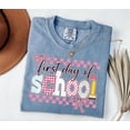 thumbnail image 4 of VibeNest Studio Unisex First Day of School Coquette Pink Bow Cute Teacher Back to School Garment Dyed Graphic T-Shirt, 4 of 8