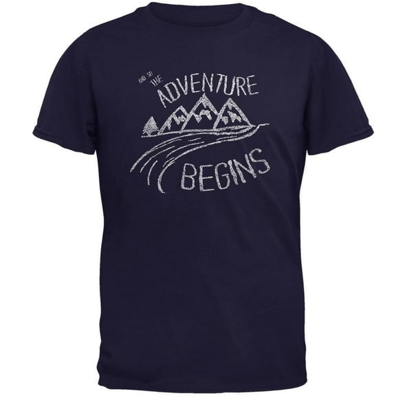Camping So The Adventure Begins Mens T Shirt Navy MD