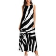 thumbnail image 2 of Zebra Print Black and White Long Dress long sleeve dress summer dress daily, 2 of 6