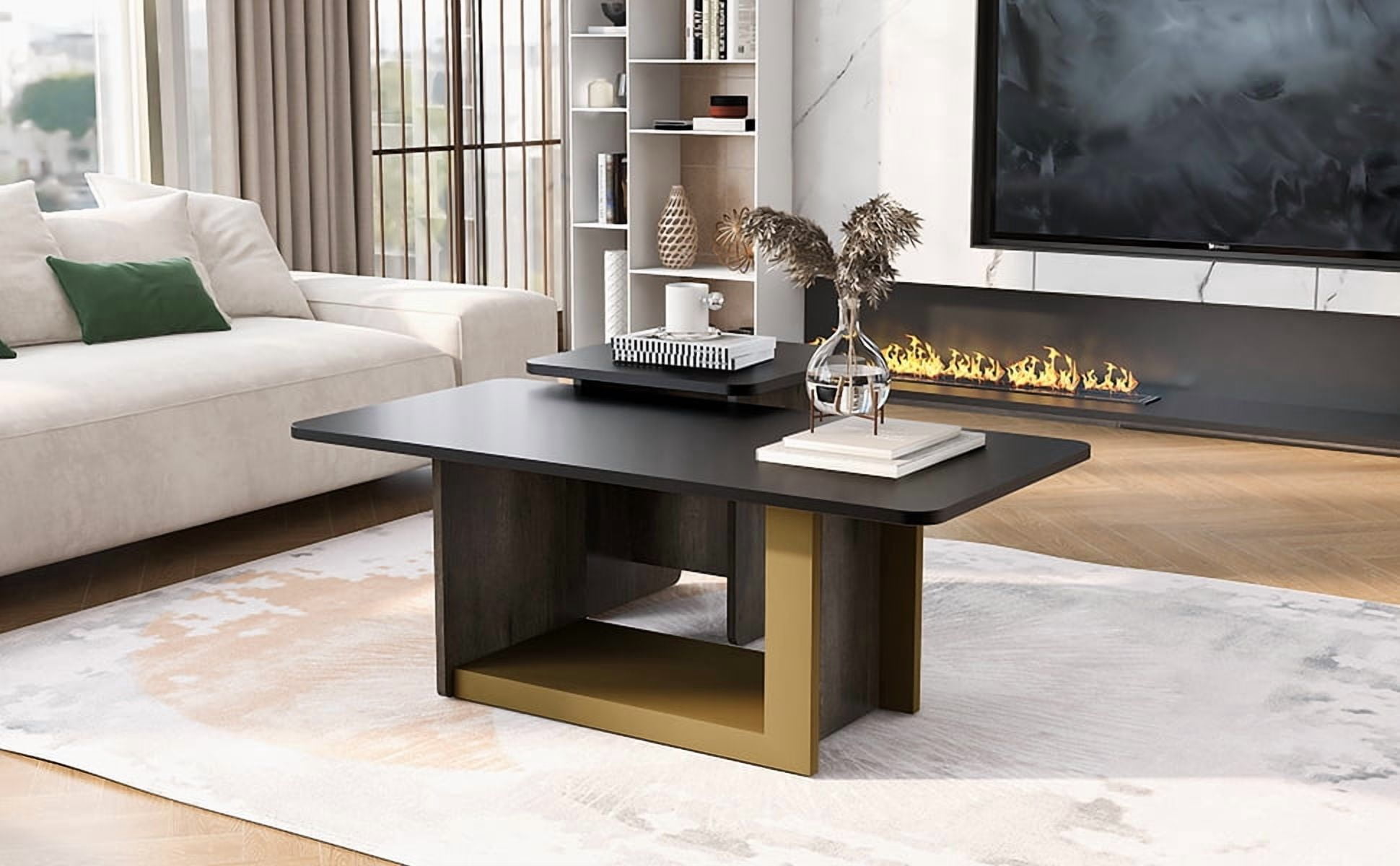 Euroco Modern Light Luxury Coffee Table Set of 2, Small Square Coffee End Table with Spacious Top, Center Table for Living Room