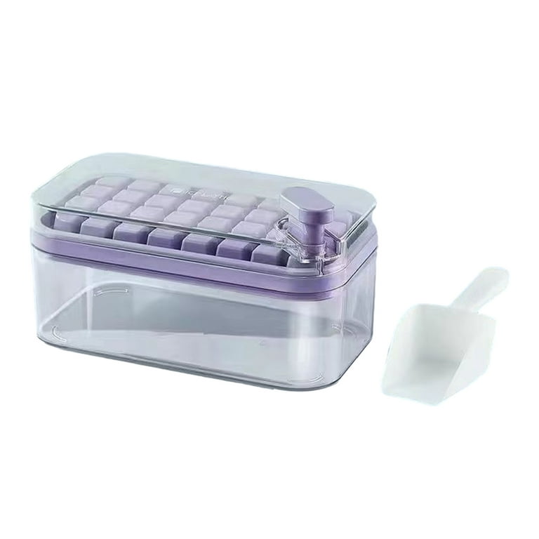 One-Button Press Ice Mold Box - Plastic Ice Cube Maker with Storage Box and  Lid