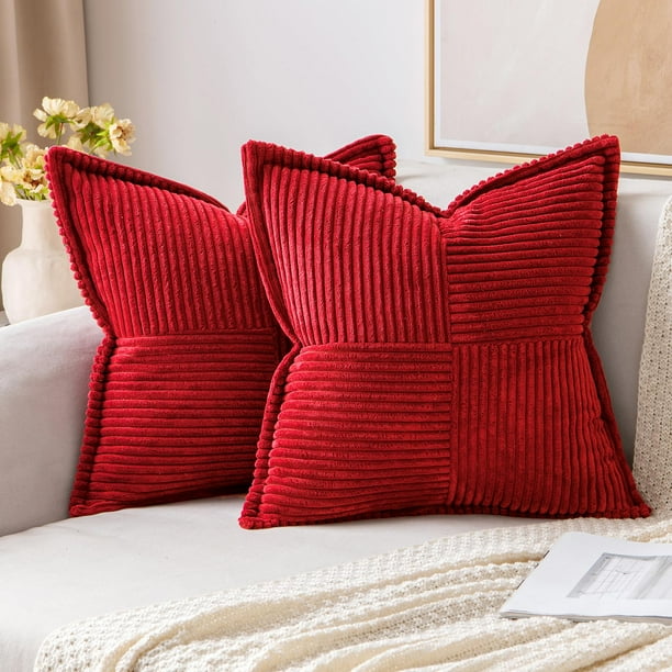 Fundas Decorativas para Cojines MIULEE 46x46 cm Pana Roja Pack de 2