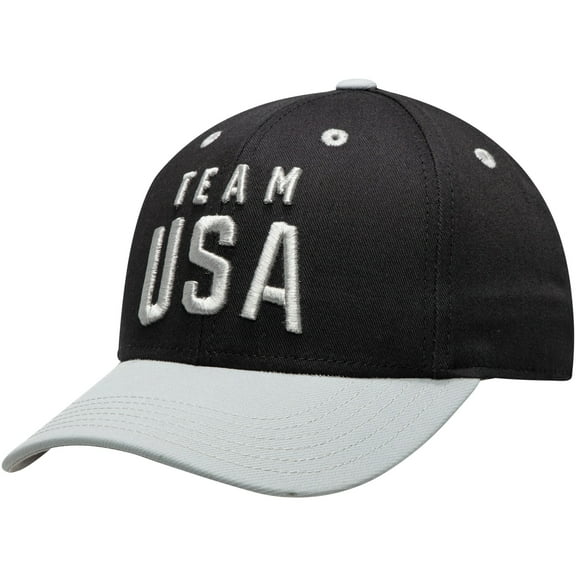 Youth Black/Gray Team USA Latitude Two-Tone Structured Adjustable Snapback Hat