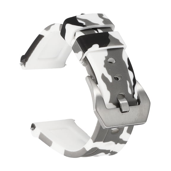 Uxcell Silicone Watch Bands 20mm Width Waterproof Quick Release Rubber Watch Bands with Silver Buckle for Men Women, Camo White