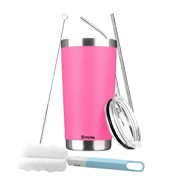 Vaso Térmico Bloosom Portátil De Acero Inoxidable 20oz Con Calor/frí Barbie Rosa