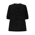thumbnail image 4 of Sexlip Womens Short Sleeve Top Puff Sleeve Drawstring Waist V Neck Soft Fabric Relaxed Silhouette for Daily Leisure Black S, 4 of 7