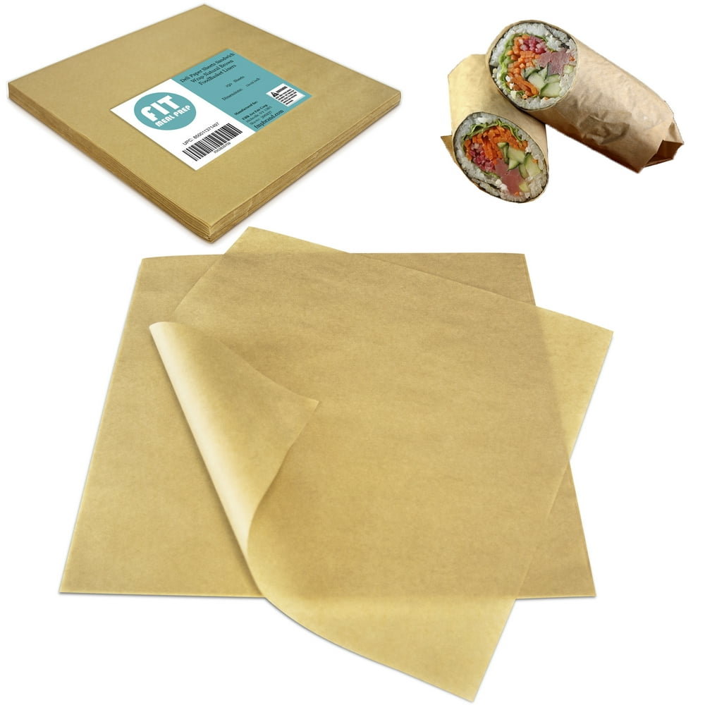 [250 Sheets] 12x12 Inch Kraft Deli Paper Sheets Sandwich Wrap Natural