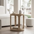thumbnail image 5 of COZAYH Farmhouse Small End Table Wood Round Side Table for Small Space Rustic Pedestal Table for Living Room, Office, Couch, Distressed Wood Grey Finish, 5 of 7