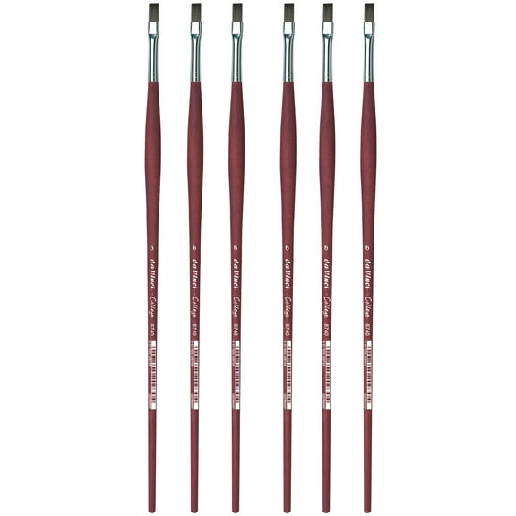 da Vinci COLLEGE Student Brush, Synthetic, Acrylic & Oil, Flat, Series 8740, Size 6, Pack of 6