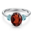 thumbnail image 3 of Gem Stone King 3.80 Ct Oval Red Garnet Blue Zircon 925 Sterling Silver Ring (Size 6), 3 of 6