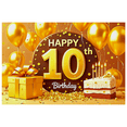 thumbnail image 2 of Golden Themed Happy 10th Birthday Backdrop Banner Party Supplies Birthday Decoration Photography Props Party Decor Background for Birthday Parties Photo Shoots Celebrations and Events, 2 of 7