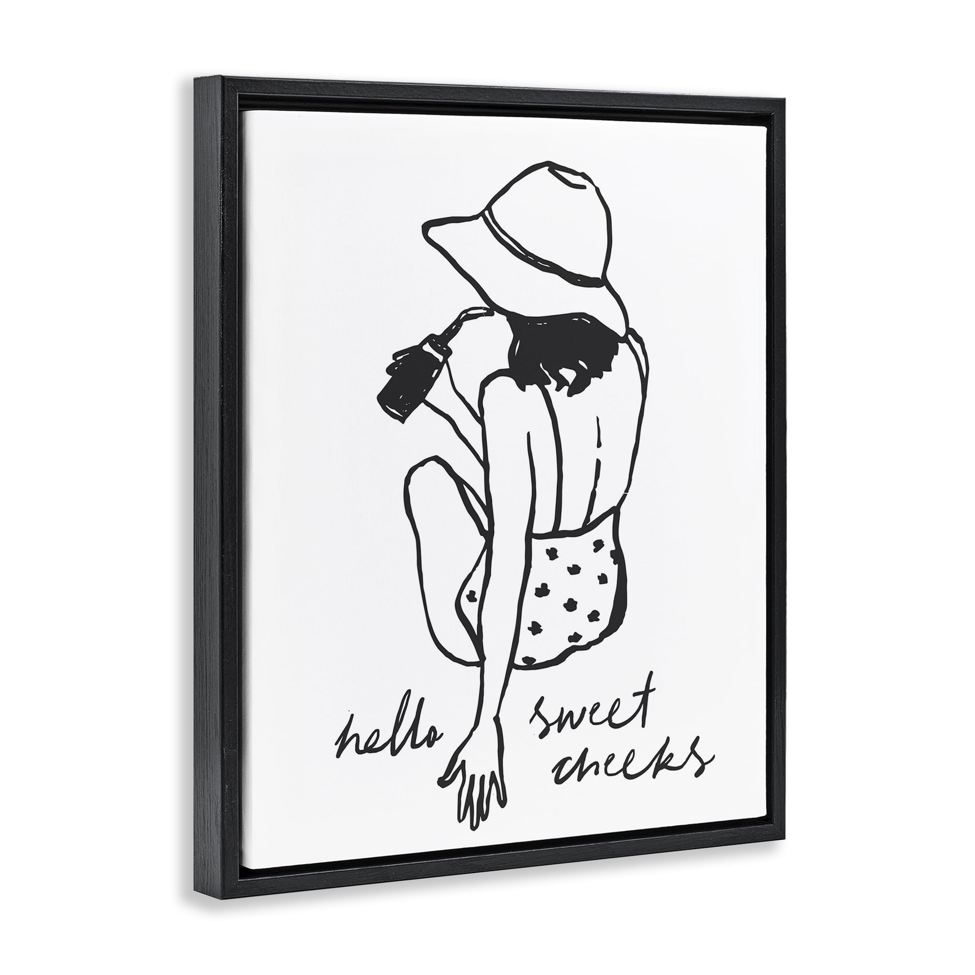 Stupell Industries Bathroom Refresh Sweet Cheeks Black Framed Floater Canvas Wall Art, design by Lettered and Lined