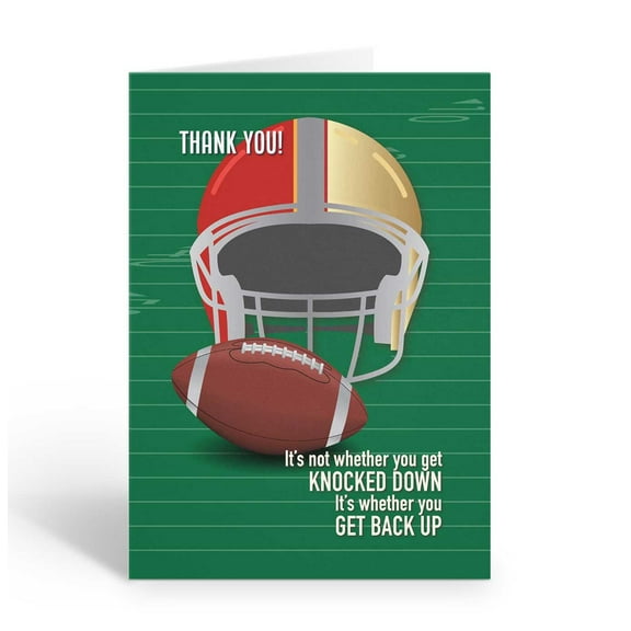 Football Helmet Thank You Note Cards - 10 Note Cards with Envelopes - Football -