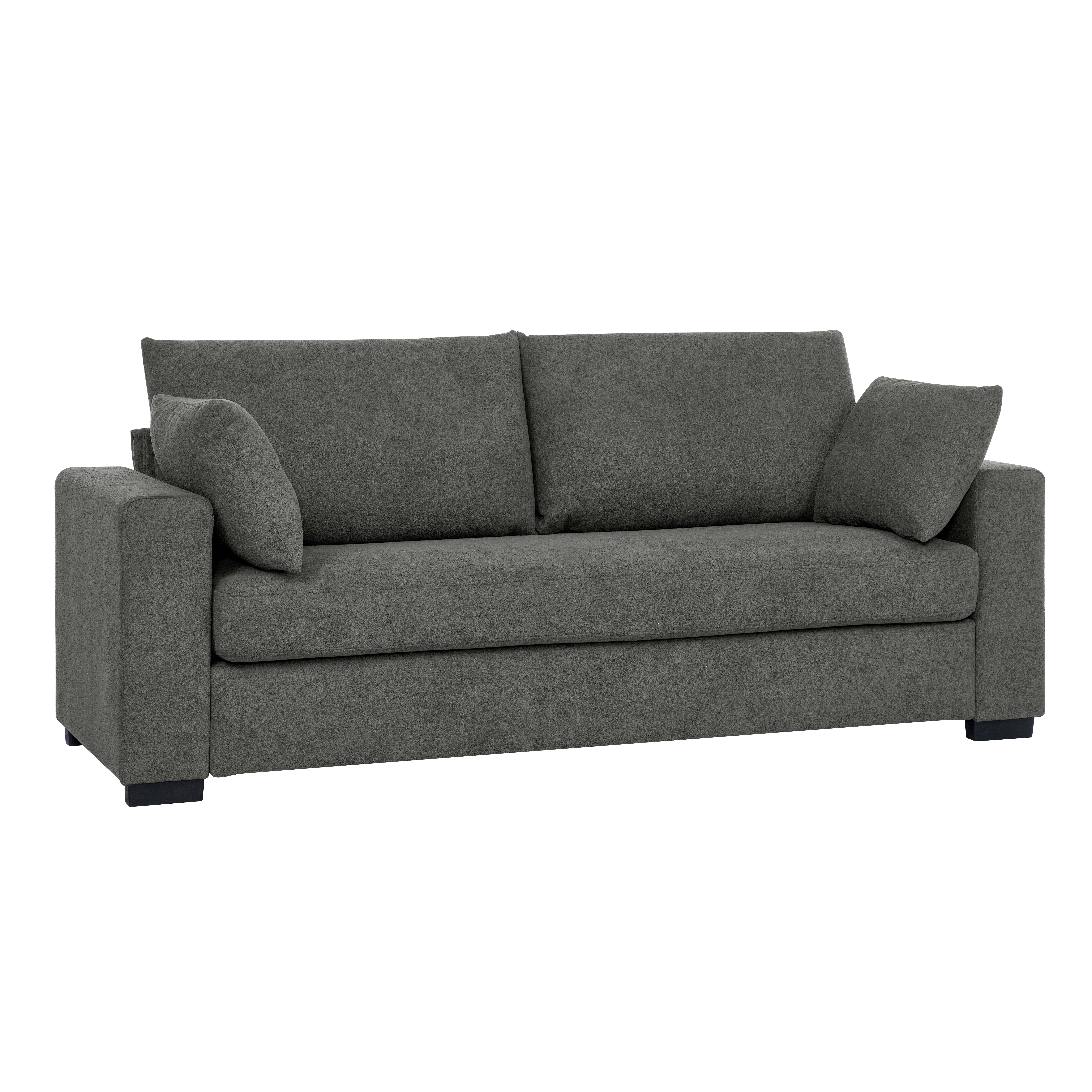 MOONMISS 79"Loveseat Couch ,3 Seater Sofa with Extra Deep Seats,Comfy Upholstered Couch for Living Room,2 Pillows,Gray